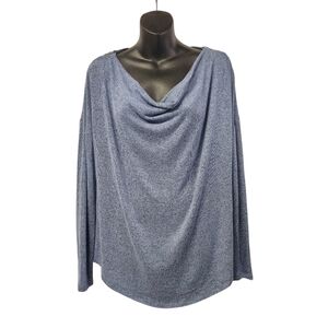 Carmen Marc Valvo Women's Blue Black Long Sleeve Sweater Zipper Accents Size L